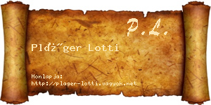 Pláger Lotti névjegykártya